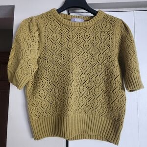 Marled Short Sleeve Olive Sweater Size S